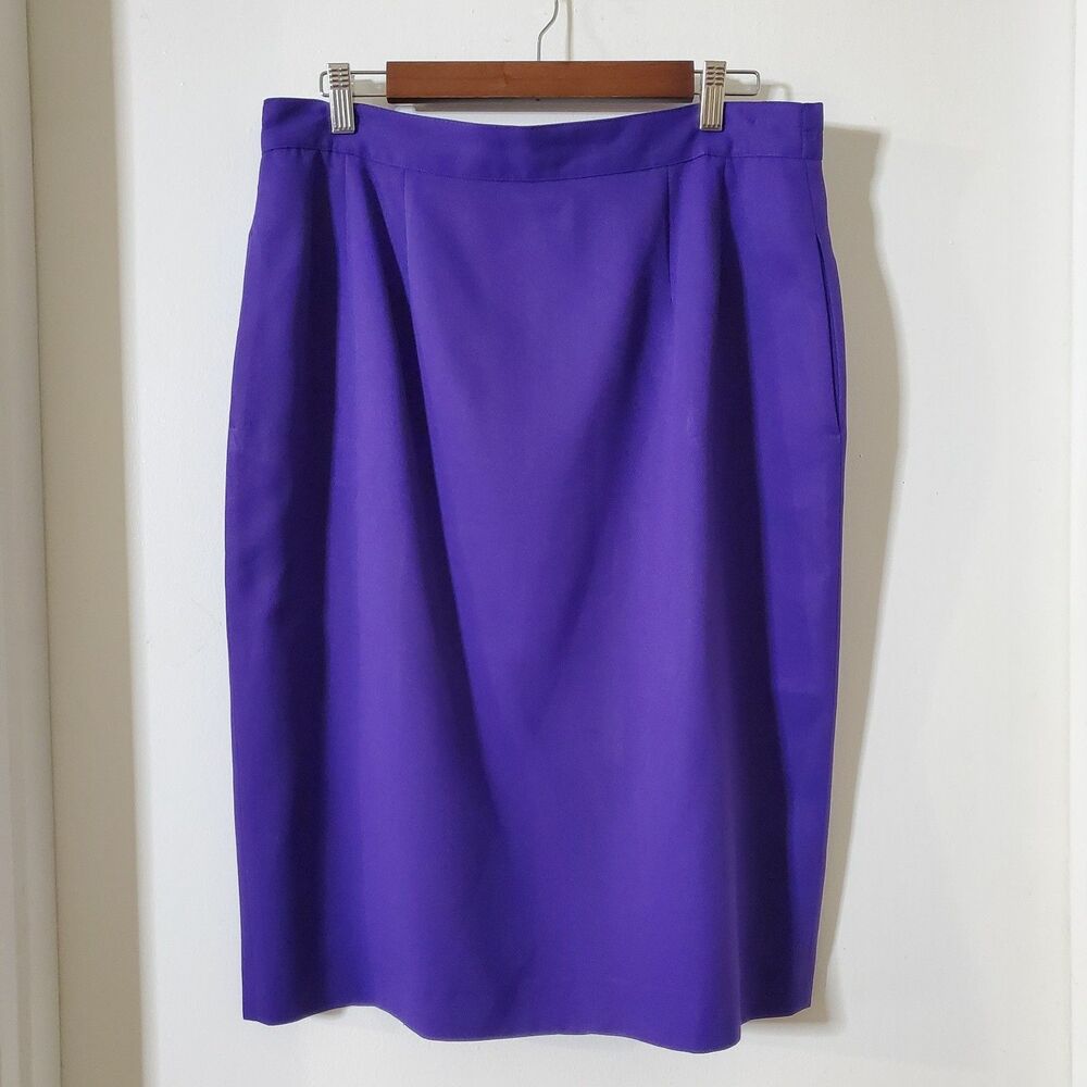 John Meyer of Norwich Size 14 2-Piece Skirt Suit Set VTG Double Breasted Purple - Picture 7 of 15
